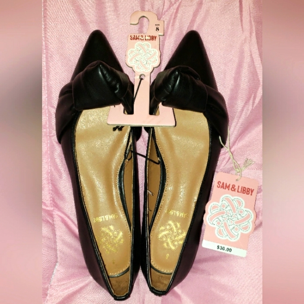 SAM AND LIBBY LAURENA KNOTTED FLATS BLACK SIZE 8